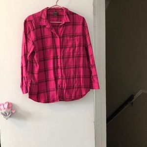 M16.   Pink with burgundy stripe plaid p/lrg shirt